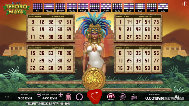 Bingo Tesoro Maya — обзор игры: правила, выигрышные шаблоны и RTP